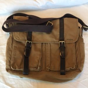 Fossil canvas satchel